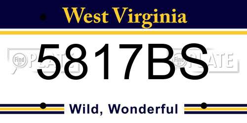 5817BS West Virginia License Plate