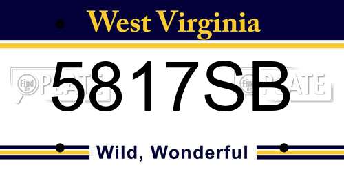 5817SB West Virginia License Plate