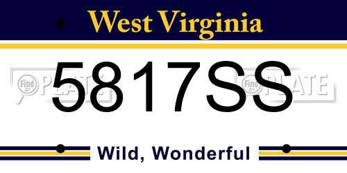 5817SS West Virginia License Plate