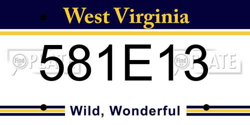 581E13 West Virginia License Plate
