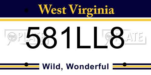 581LL8 West Virginia License Plate