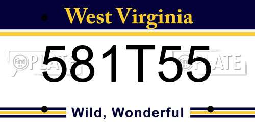 581T55 West Virginia License Plate