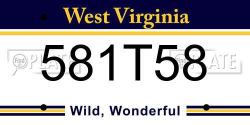 581T58 West Virginia License Plate