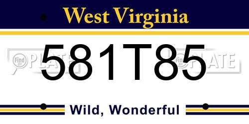 581T85 West Virginia License Plate