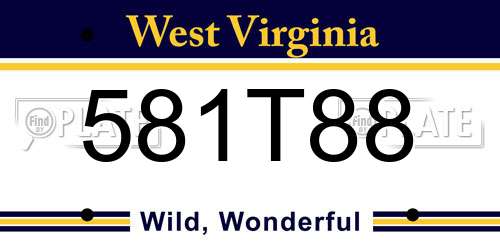 581T88 West Virginia License Plate