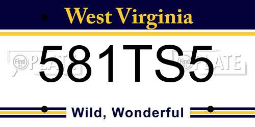 581TS5 West Virginia License Plate