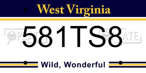 581TS8 West Virginia License Plate