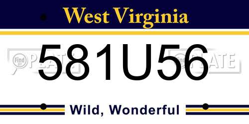 581U56 West Virginia License Plate