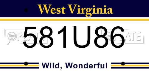 581U86 West Virginia License Plate