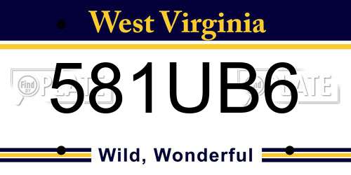 581UB6 West Virginia License Plate