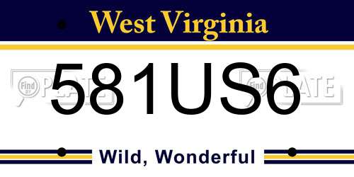 581US6 West Virginia License Plate