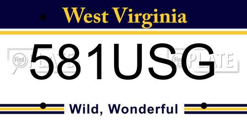 581USG West Virginia License Plate