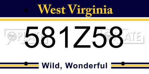 581Z58 West Virginia License Plate