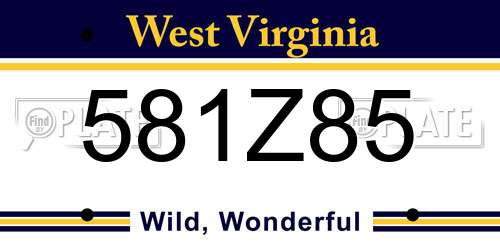 581Z85 West Virginia License Plate