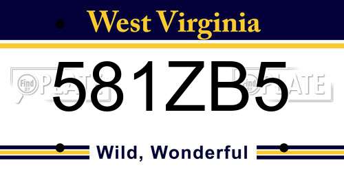 581ZB5 West Virginia License Plate