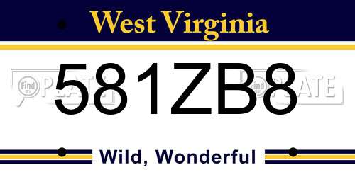 581ZB8 West Virginia License Plate