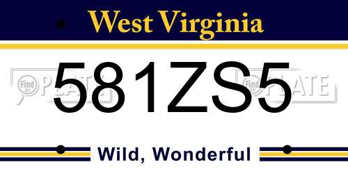 581ZS5 West Virginia License Plate