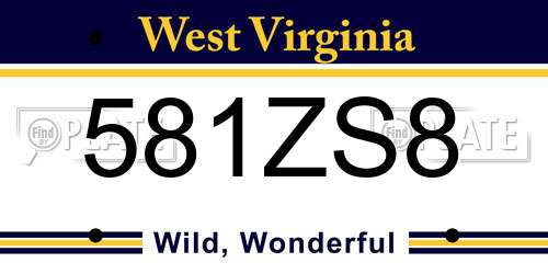 581ZS8 West Virginia License Plate