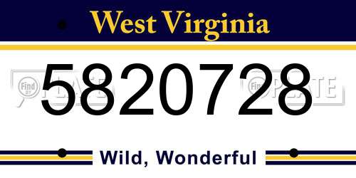 5820728 West Virginia License Plate