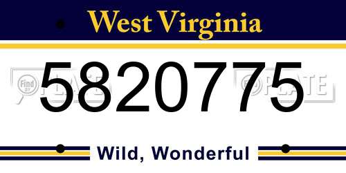 5820775 West Virginia License Plate