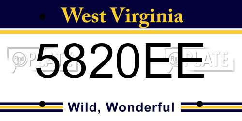 5820EE West Virginia License Plate