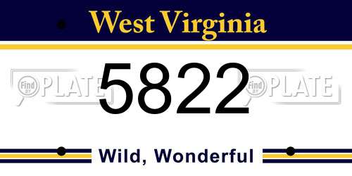5822 West Virginia License Plate