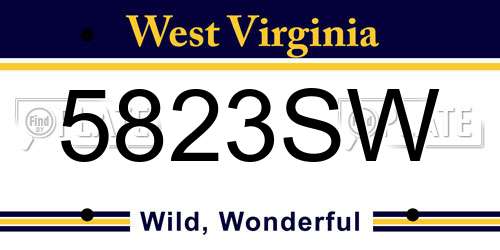 5823SW West Virginia License Plate