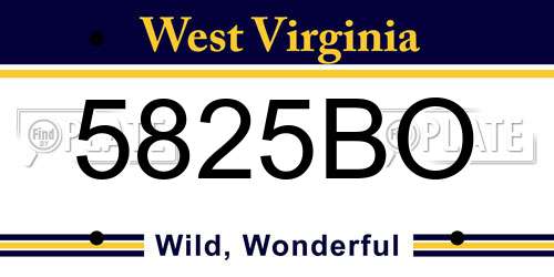 5825BO West Virginia License Plate