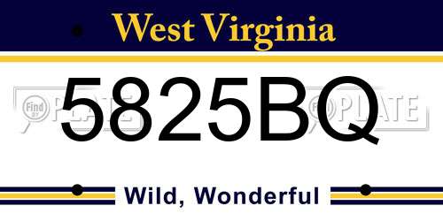 5825BQ West Virginia License Plate