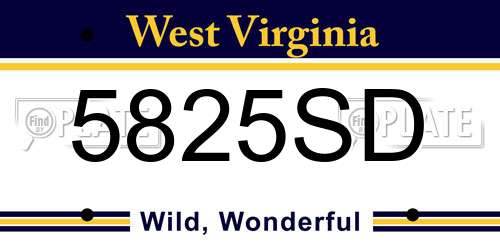 5825SD West Virginia License Plate