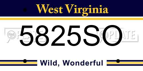 5825SO West Virginia License Plate