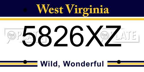 5826XZ West Virginia License Plate