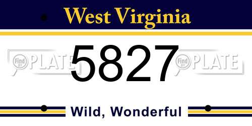5827 West Virginia License Plate