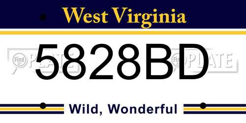5828BD West Virginia License Plate