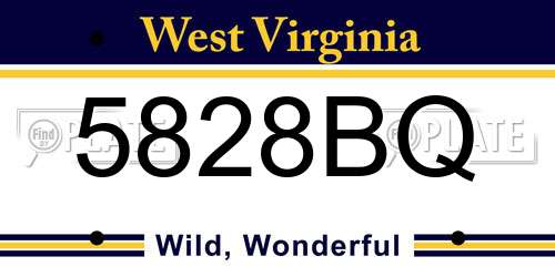 5828BQ West Virginia License Plate