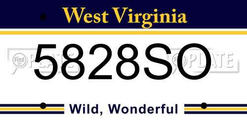 5828SO West Virginia License Plate