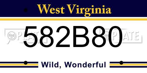582B80 West Virginia License Plate
