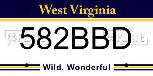 582BBD West Virginia License Plate