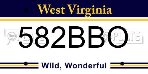 582BBO West Virginia License Plate