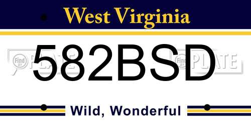582BSD West Virginia License Plate