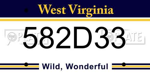 582D33 West Virginia License Plate