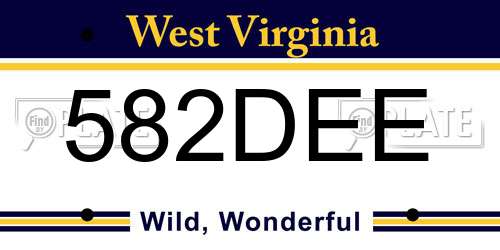 582DEE West Virginia License Plate