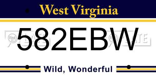 582EBW West Virginia License Plate