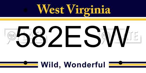 582ESW West Virginia License Plate