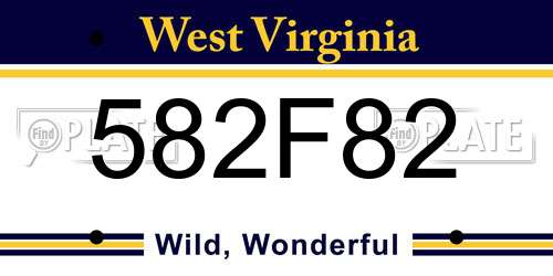 582F82 West Virginia License Plate