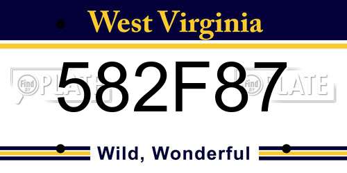 582F87 West Virginia License Plate