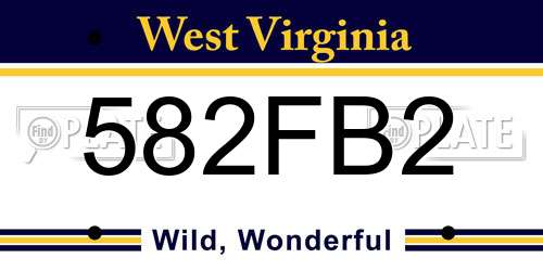 582FB2 West Virginia License Plate