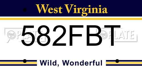 582FBT West Virginia License Plate