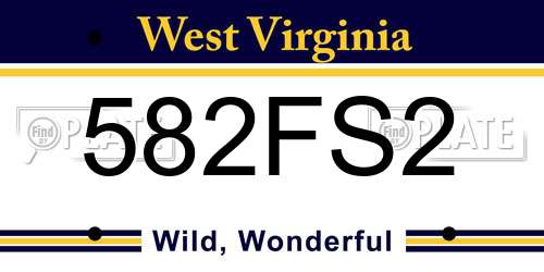 582FS2 West Virginia License Plate