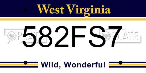 582FS7 West Virginia License Plate